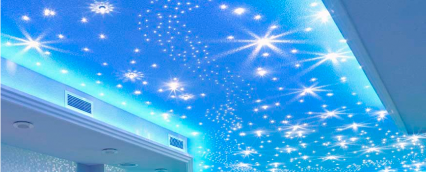 Синий натяжной потолок – красота и гармония в интерьере